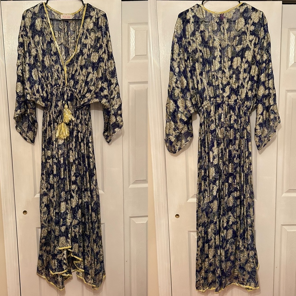 Miss June Paris Kaftan Dress Blue Gold